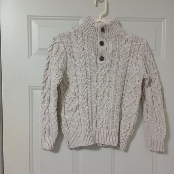 Gap Kids Cable Knit Button Neck Sweater In Soft Cream M (8-9) Pullover - Picture 1 of 9